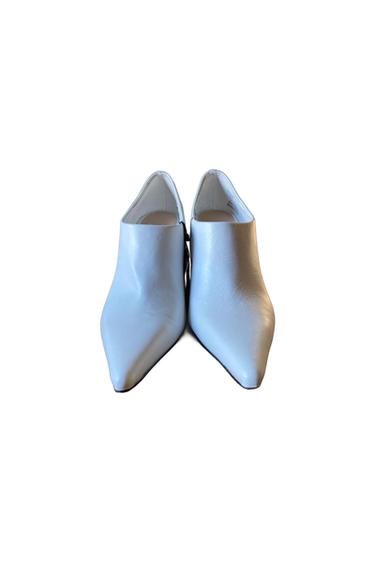 WHITE LEATHER HEEL SHOE