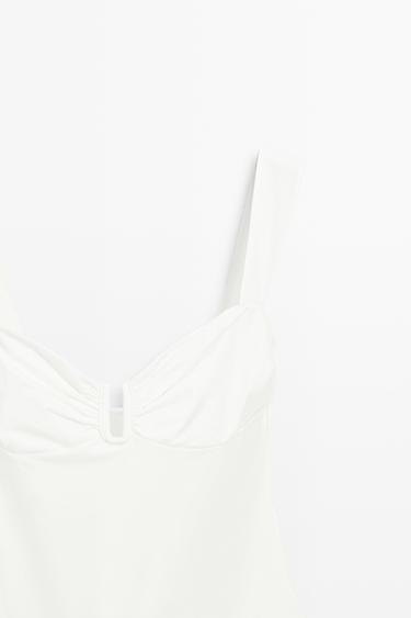 Swimsuit with gathered detail — Oyster-white 2