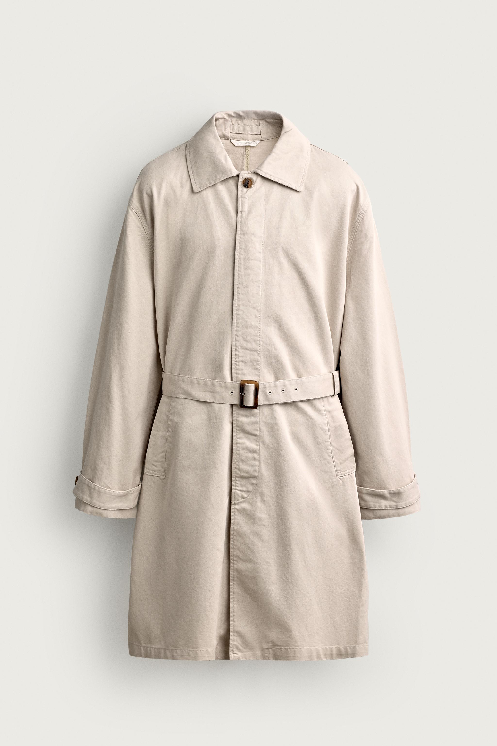 COTTON REGULAR FIT TRENCH COAT — Ecru