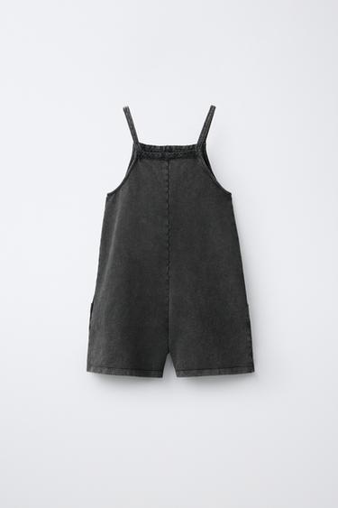 WASHED EFFECT LACE TRIM PLAYSUIT - Anthracite grey by Zara - Image 1