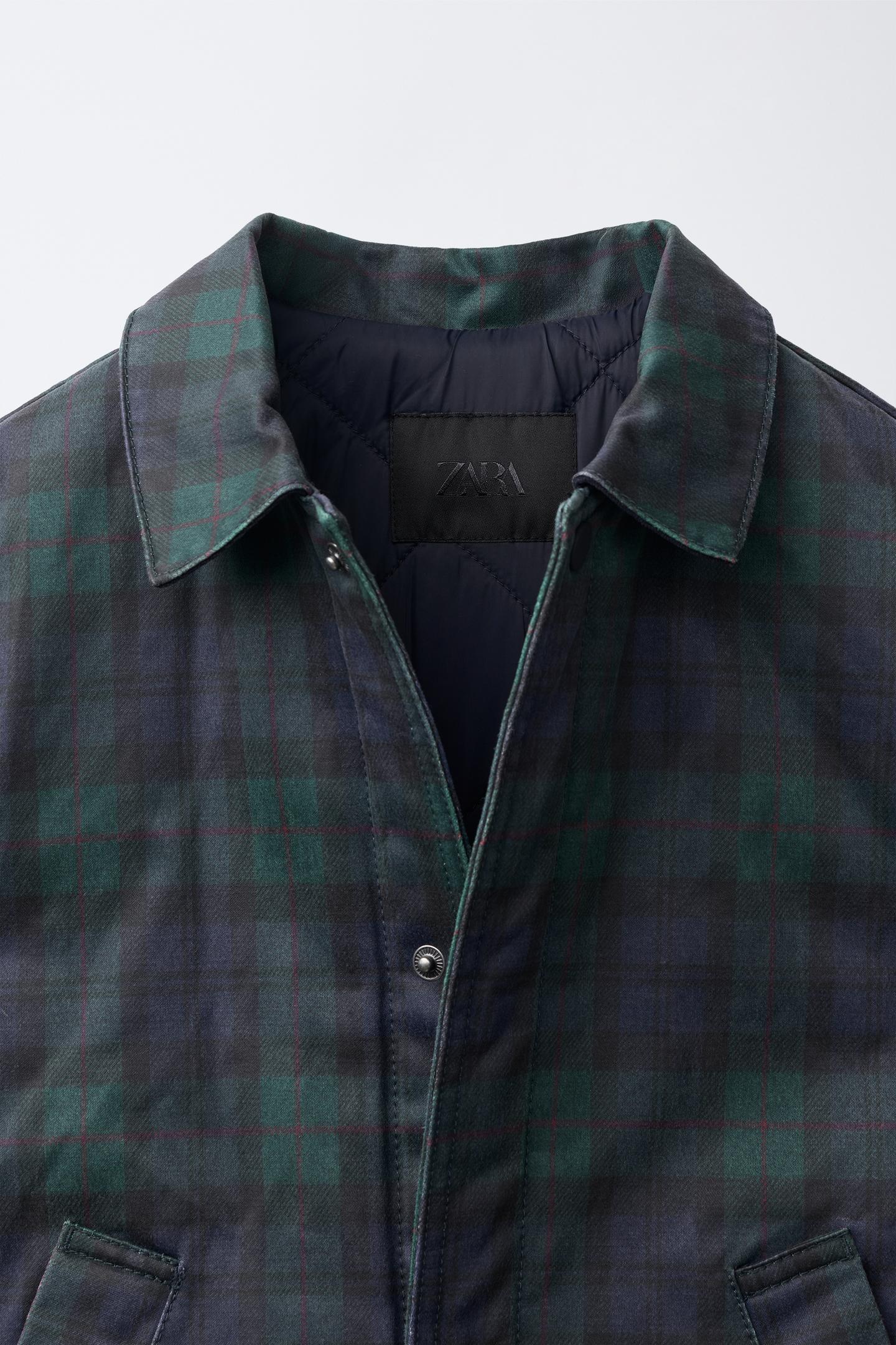 Детская куртка Zara Plaid Print Waxed, цвет: Зелёный — фото 7