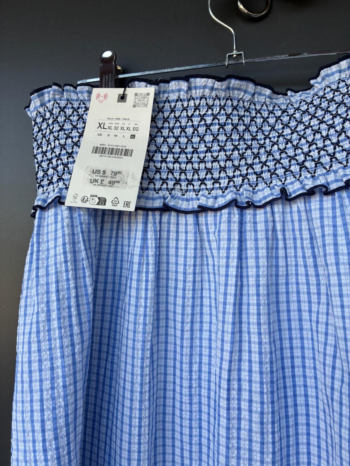 EMBROIDERED CHECK MIDI SKIRT - Image 2