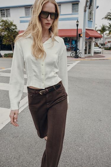 FITTED WAIST SATIN SHIRT - Ecru by Zara - Image 4