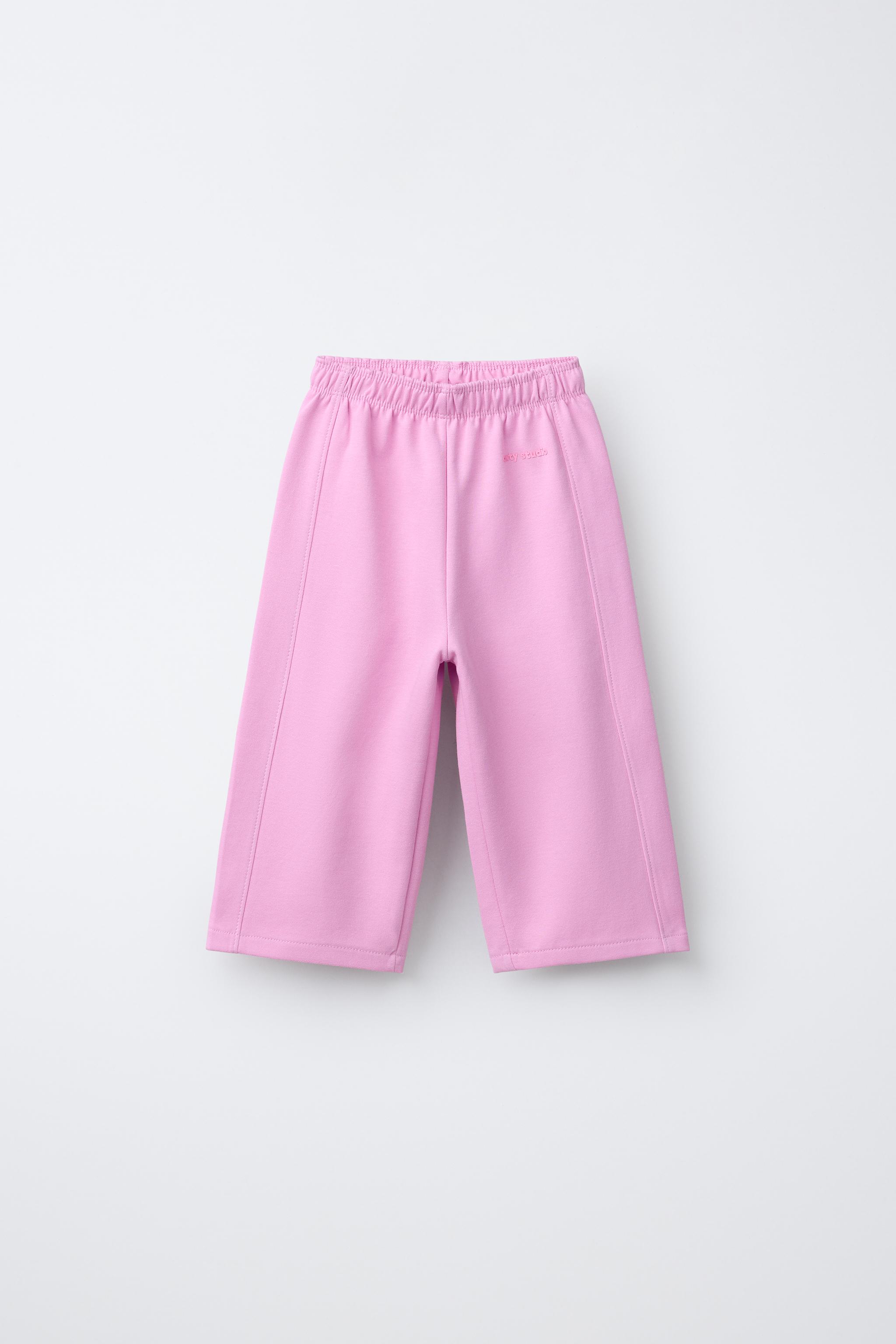 WIDE LEG INTERLOCK RAISED TEXT PANTS - Pastel blue | ZARA United
