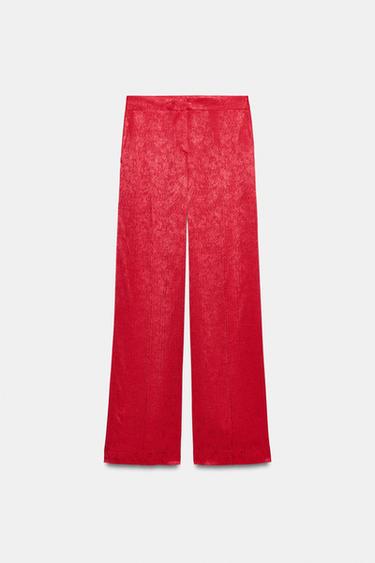 PANTALÓN RECTO JACQUARD - Frambuesa de Zara