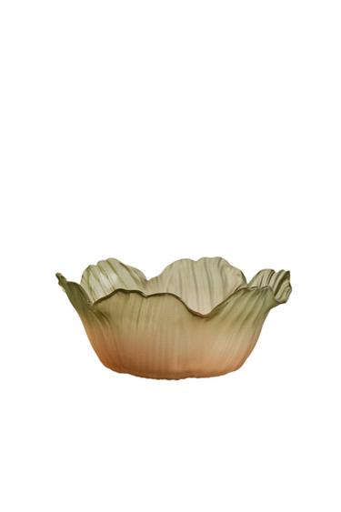 FLOWER GLASS BOWL - Green by Zara