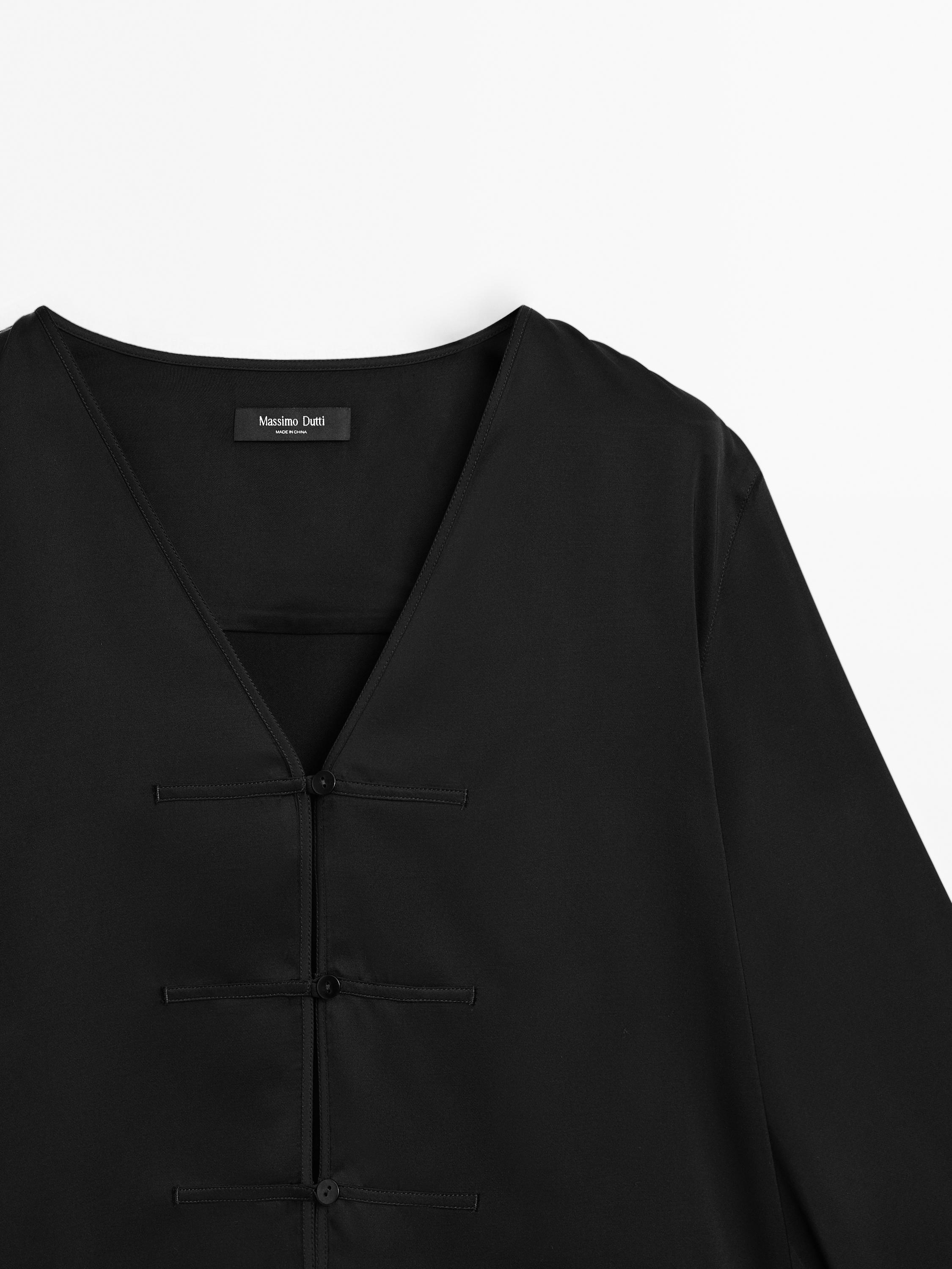 Satin blouse with button detail