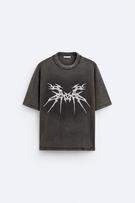 TEXTURED PRINT KNIT T-SHIRT