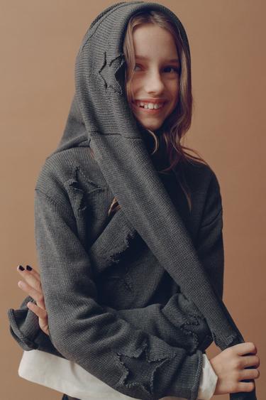 KNIT JUMPER WITH STARS - Anthracite grey by Zara