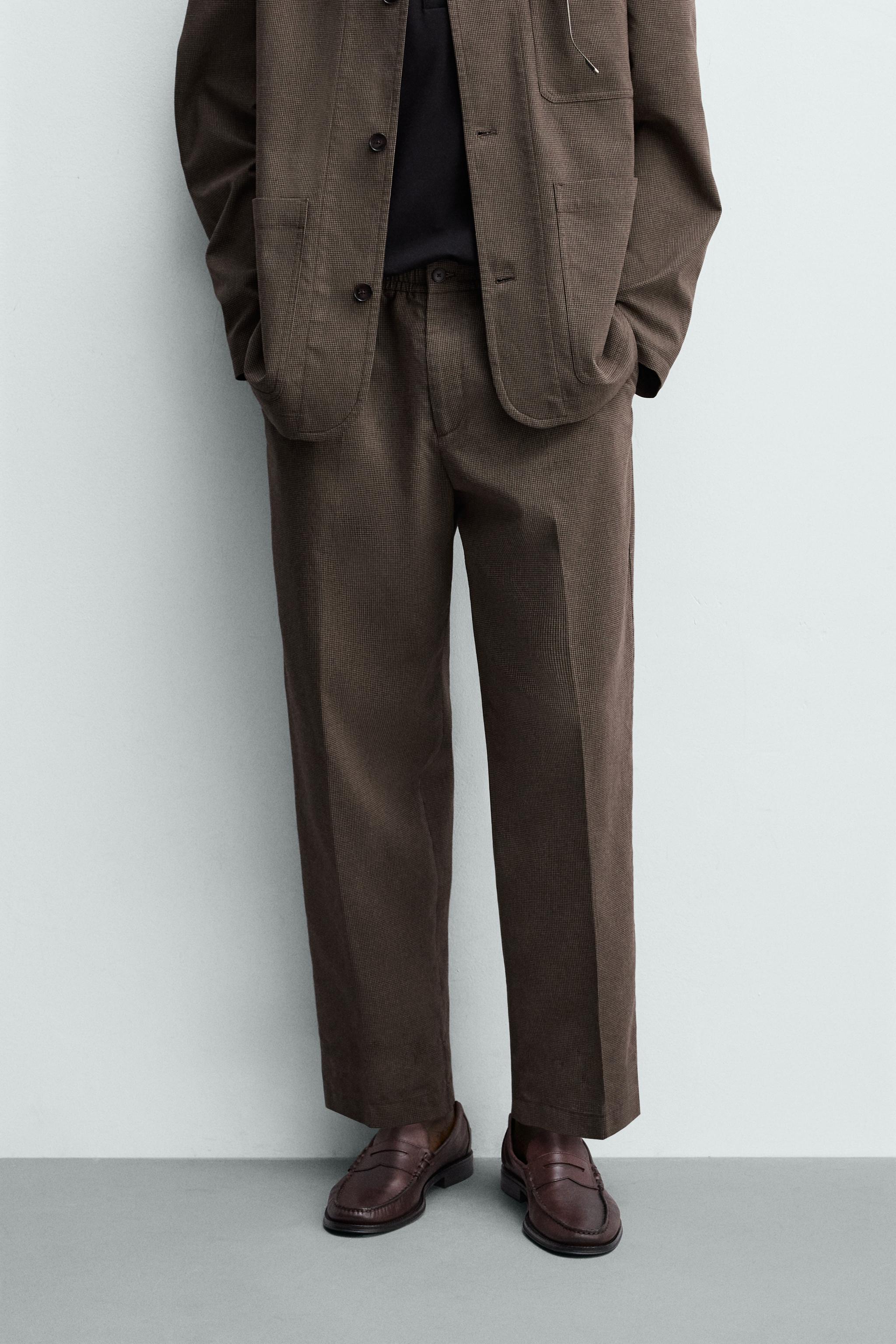 RELAXED FIT HOUNDSTOOTH SUIT PANTS