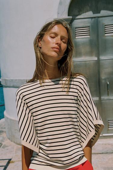 TOP PUNTO MANGA ANCHA - rayas de Zara