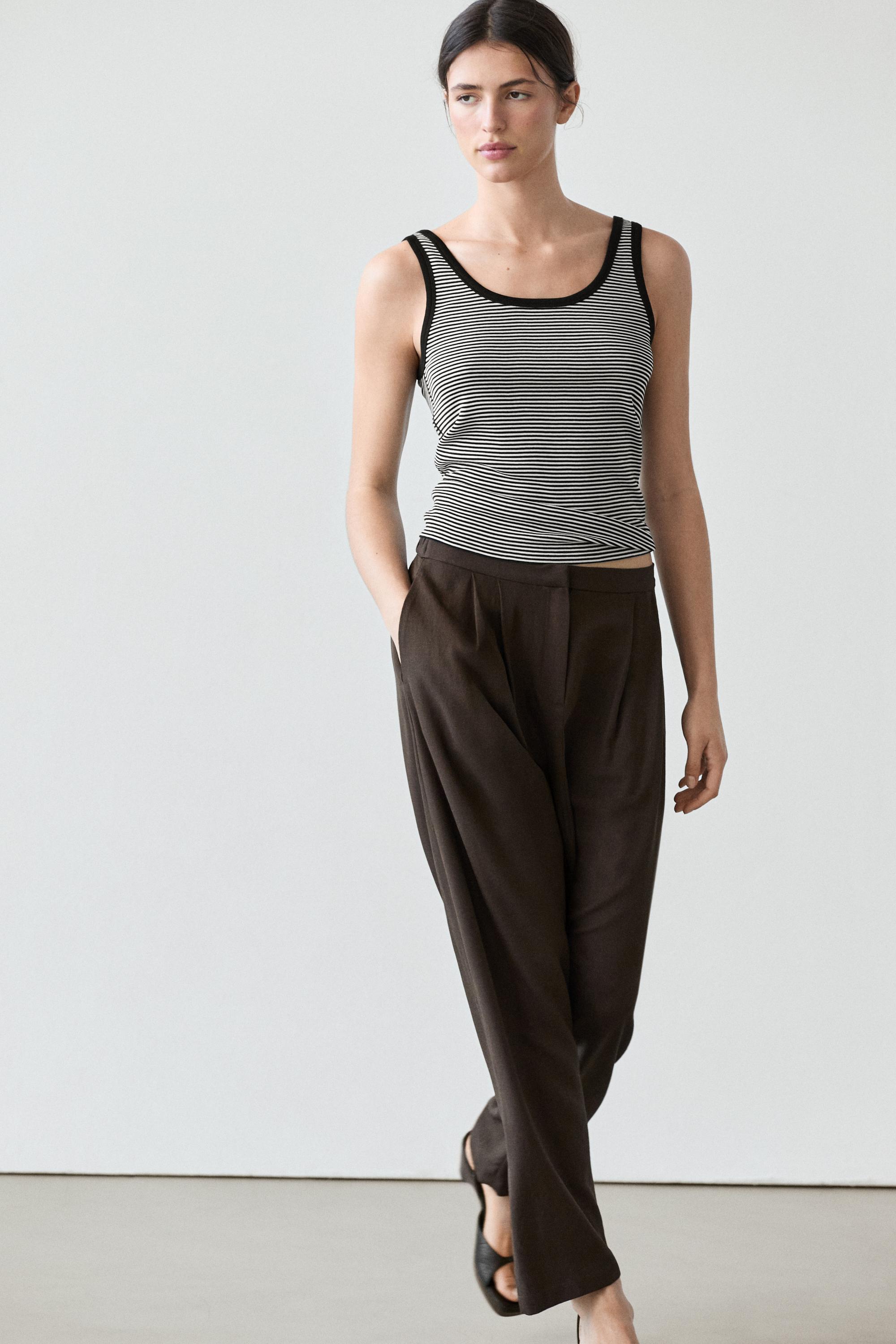 Cotton top with striped detail