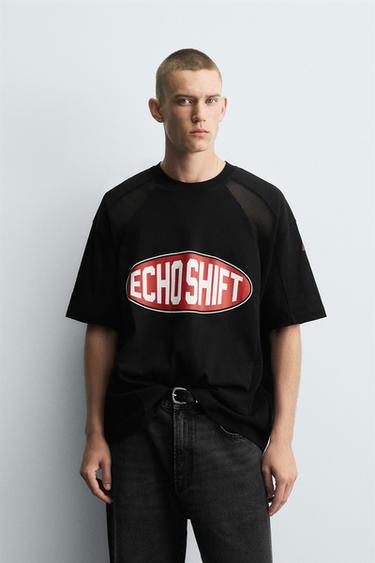 T-SHIRT WITH CONTRAST GRAPHICS - Black by Zara - Image 1