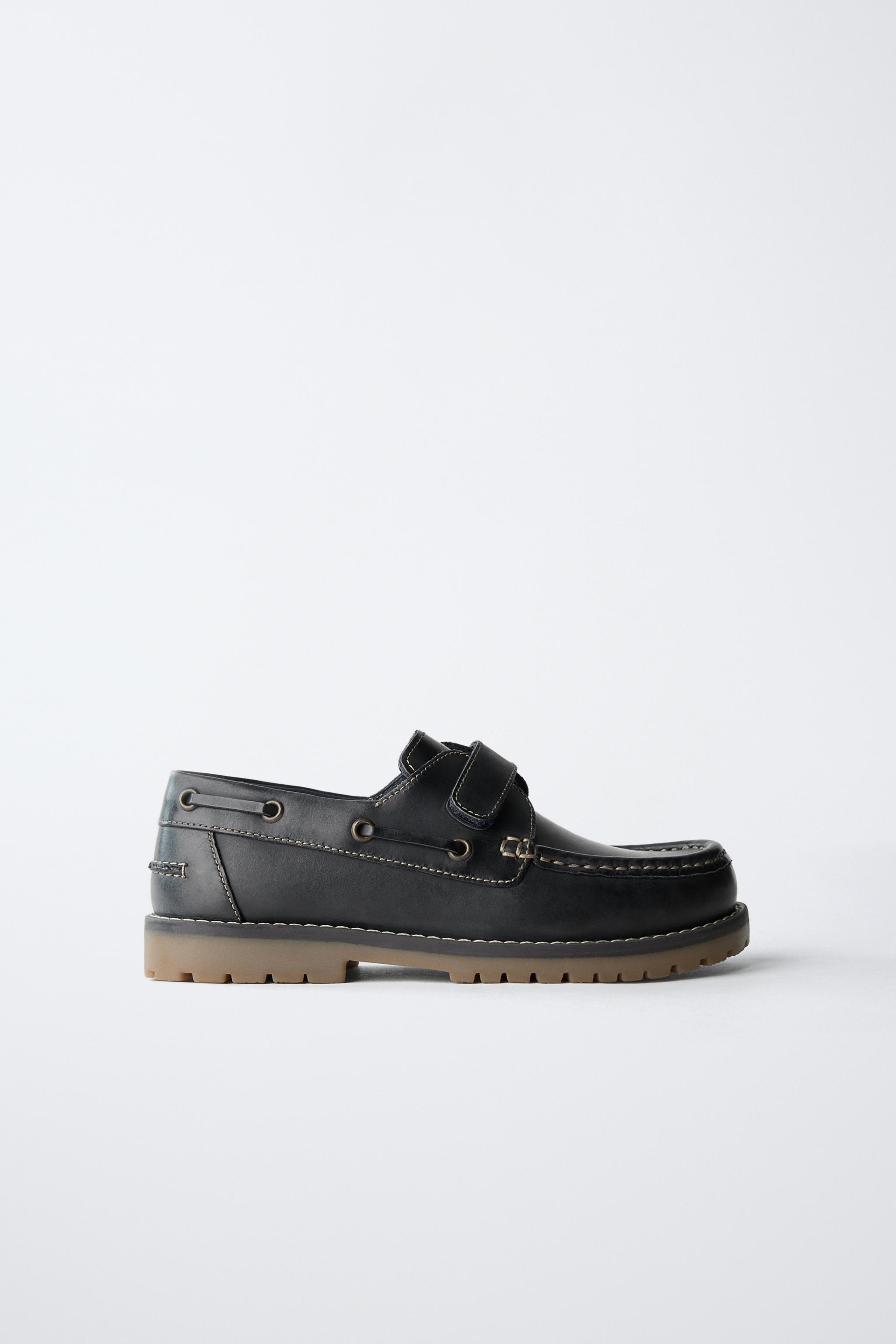 ZARAブラック モカシンデッキシューズ レザーデッキシューズ - ブラック | ZARA Japan / 日本