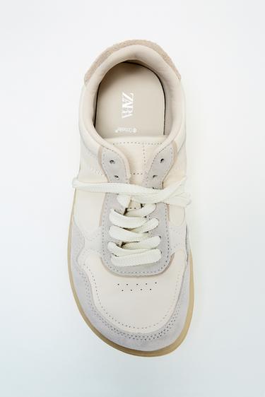 ZAPATILLAS PIEL COMBINADA BAREFOOT - Blanco Crudo de Zara