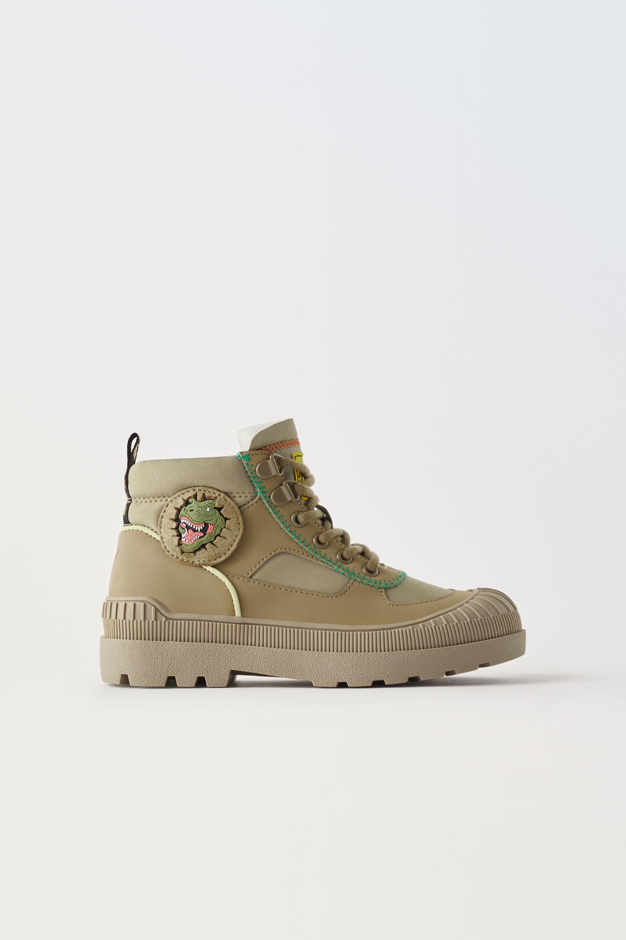 DINOSAUR HIGH-TOP SNEAKERS - Khaki Green | ZARA United States