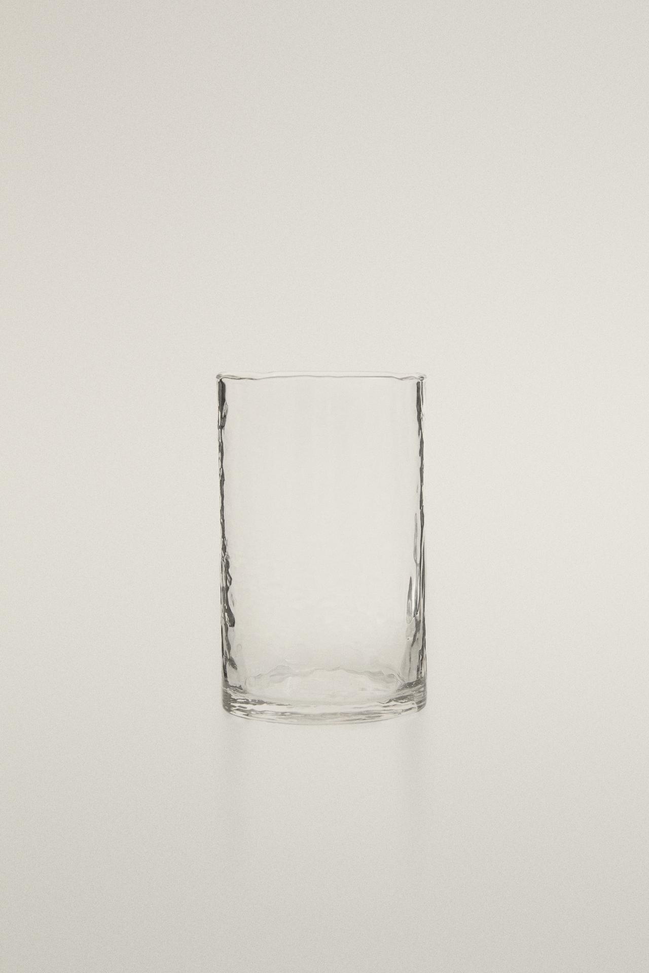 HAMMERED GLASS SOFT DRINK TUMBLER — Transparent