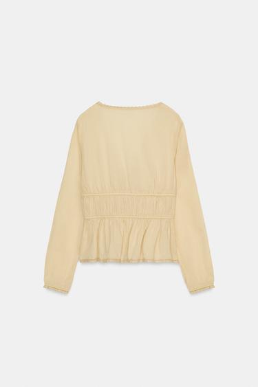 CHEMISE GAZE BRODERIES - Ocre de Zara - Image 4