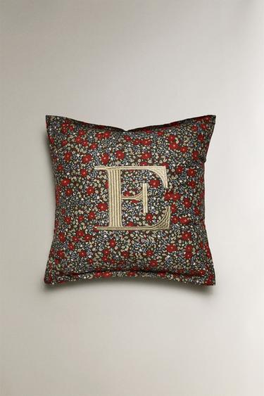 FLORAL CHRISTMAS LETTER 'E' CUSHION - Multicoloured by Zara - Image 0