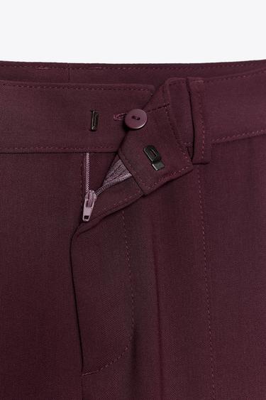 PANTALON DROIT NERVURE - Aubergine de Zara - Image 6