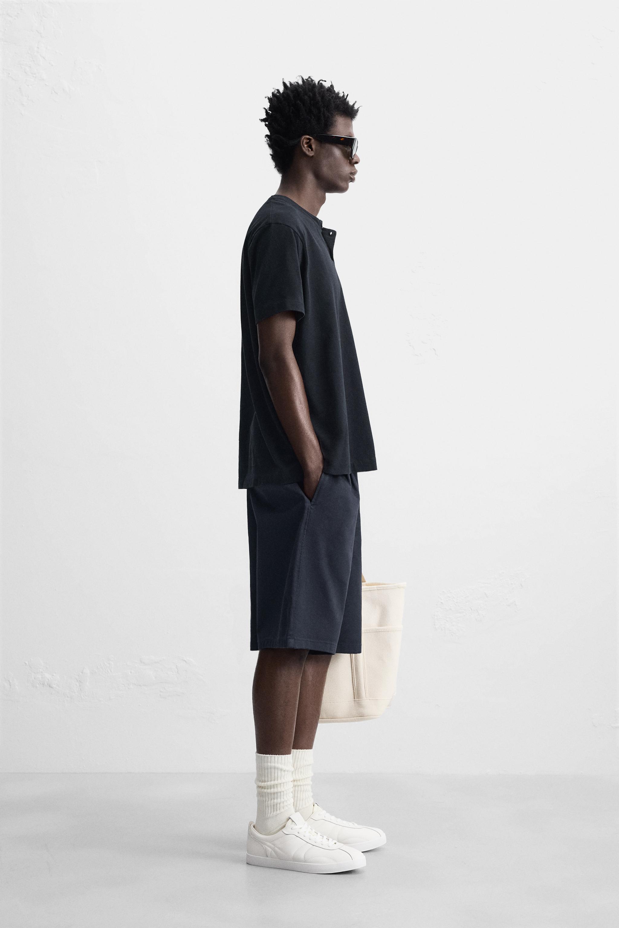 ボタンネックTシャツ - ネイビーブルー | ZARA Japan / 日本
