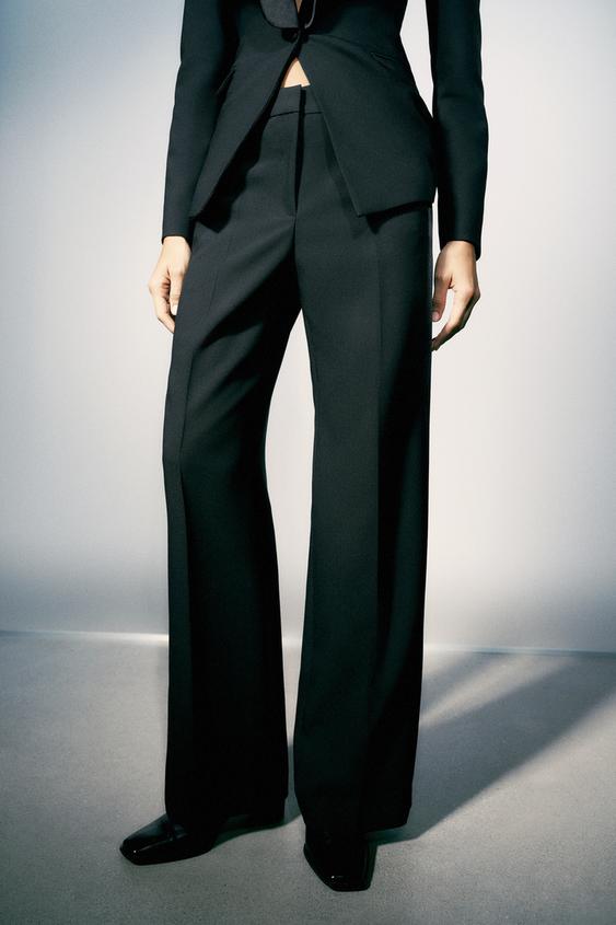 PANTALON À BANDE LATÉRALE SATINÉE - Noir de Zara - Image 1
