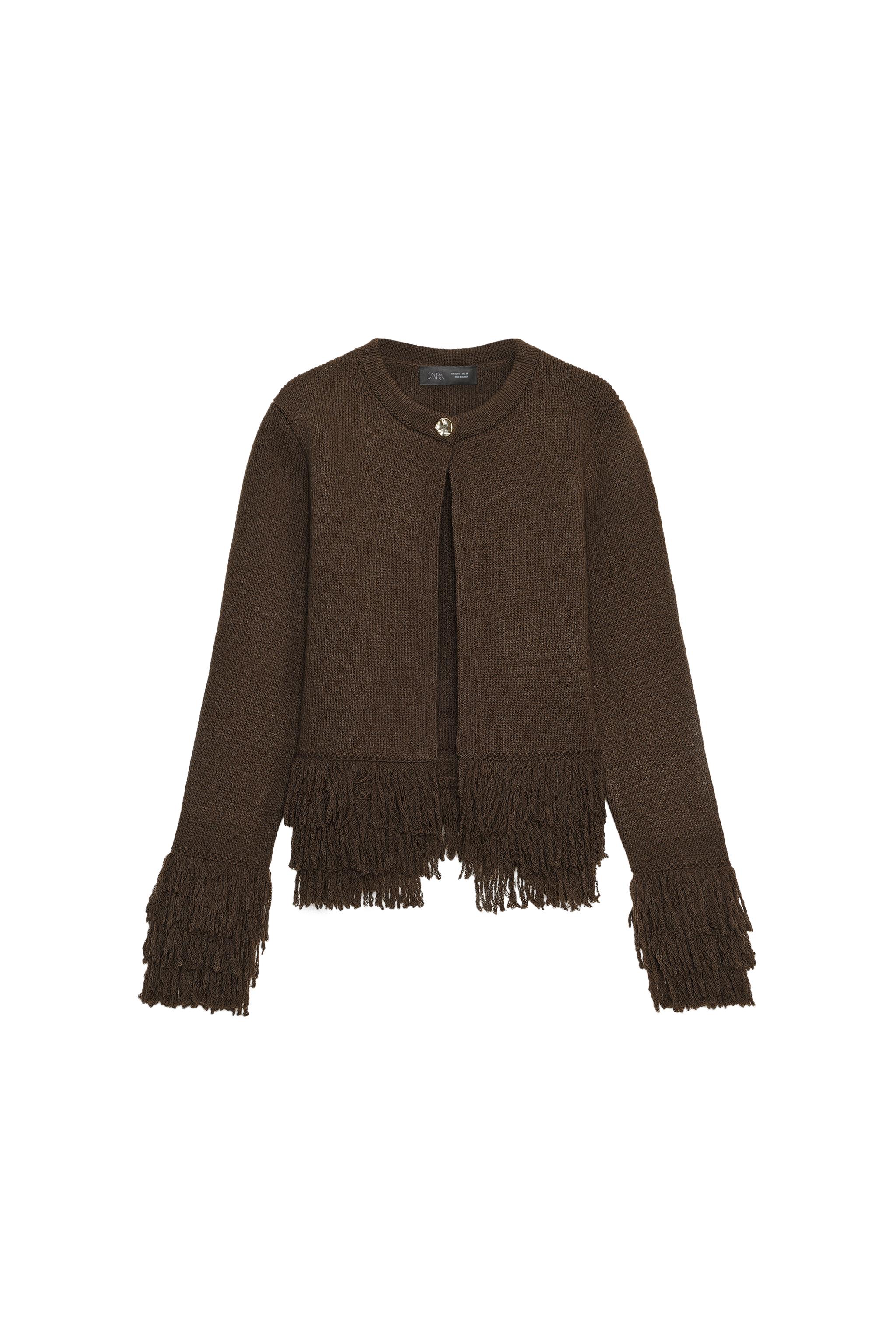 FRINGED CARDIGAN - Brown | ZARA South Africa