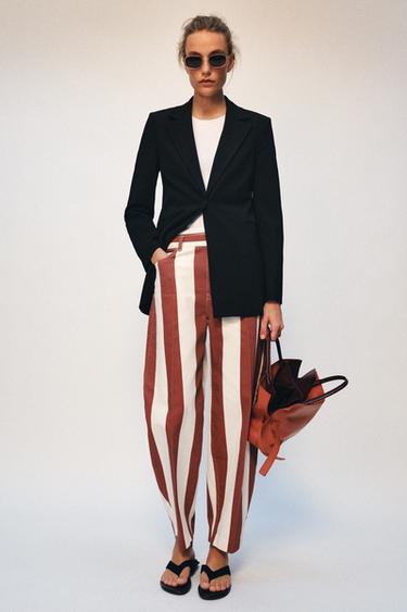 ZW COLLECTION TAPERED HIGH-WAIST STRIPED JEANS - striped by Zara