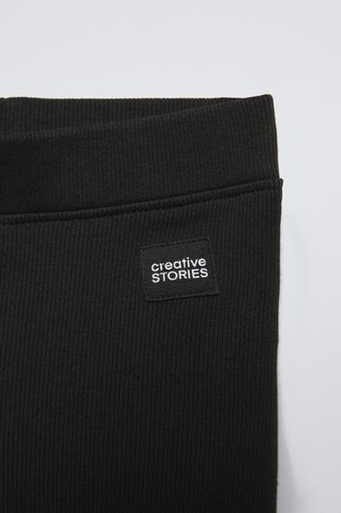 LEGGINGS MIT RIB UND ETIKETT - Schwarz von Zara