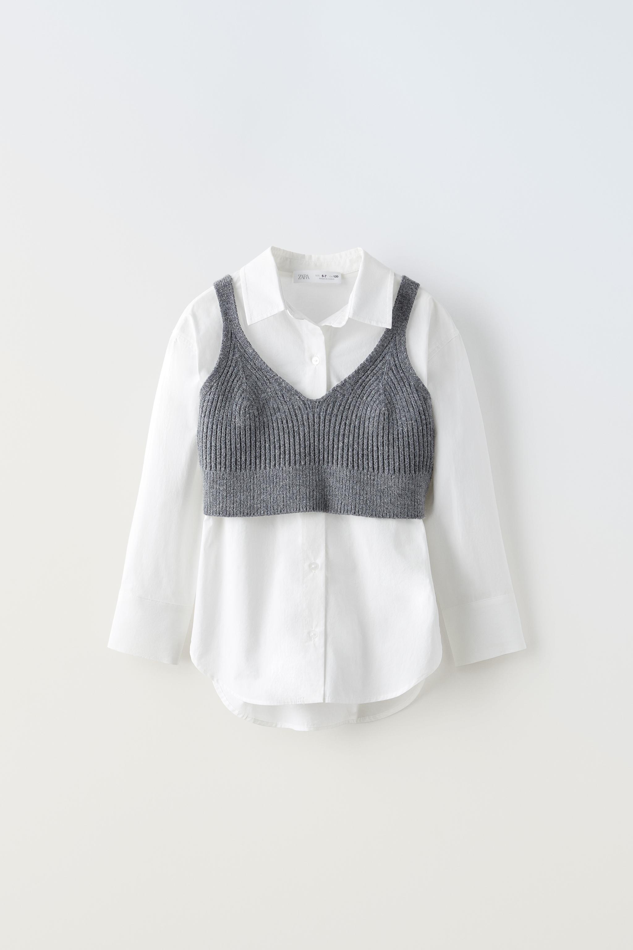 KNIT POPLIN SHIRT White ZARA Australia