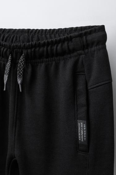 PLUSH TROUSERS WITH INTERLOCK AND PIQUÉ DETAIL - Black by Zara - Image 2