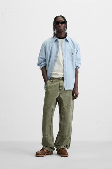 EMBROIDERED DENIM SHIRT - Light blue by Zara - Image 0