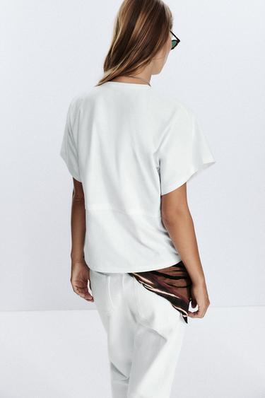 HEAVY COTTON T-SHIRT - White by Zara - Image 4