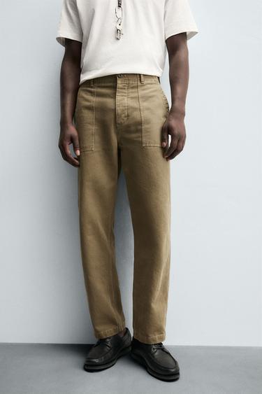PANTALON REGULAR FIT POCHES - Marron de Zara - Image 4