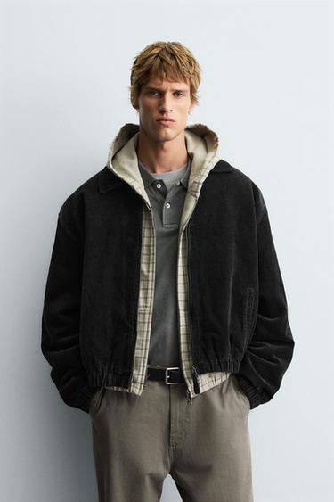 RELAXED FIT CORDUROY JACKET - Black by Zara