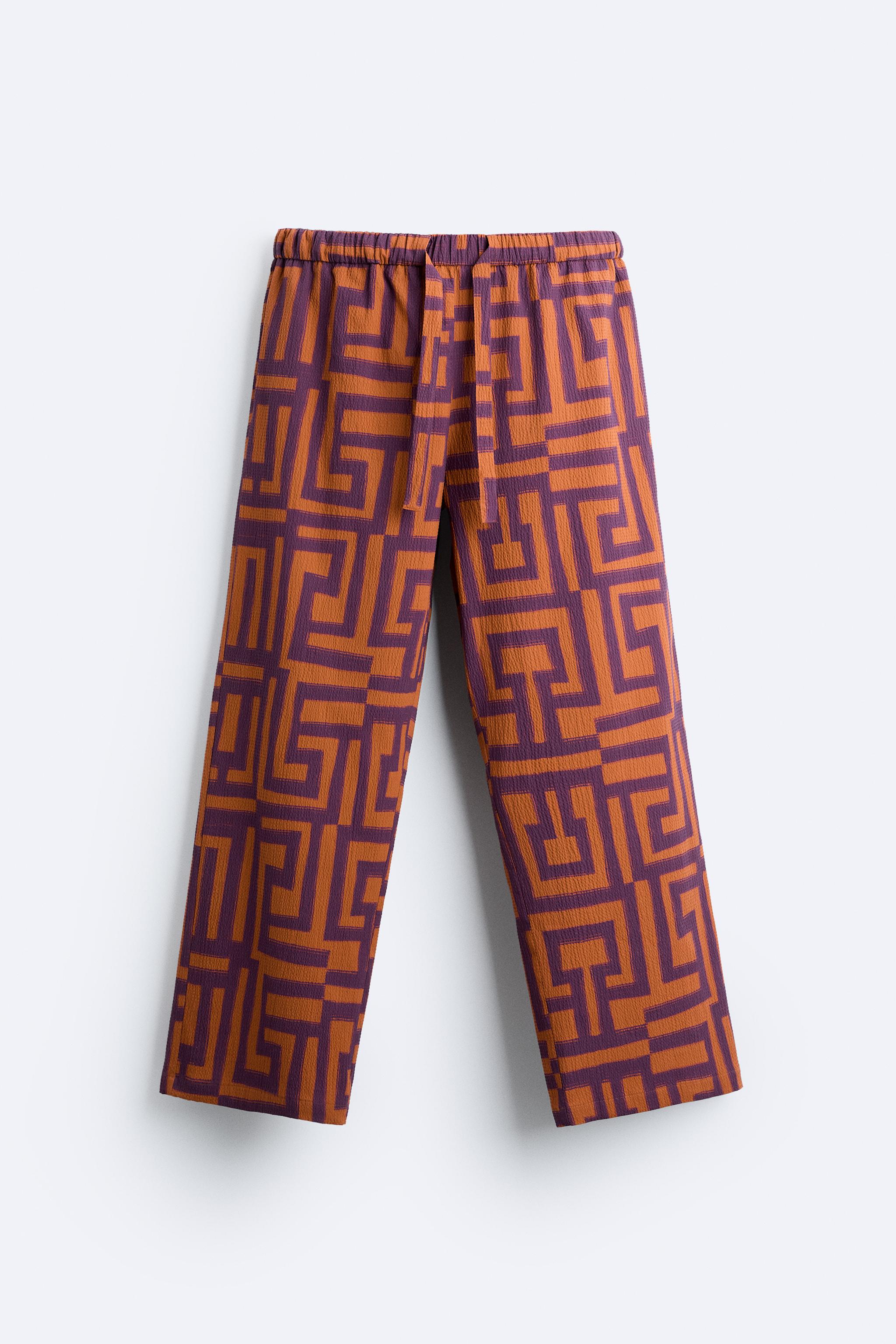 PRINTED SEERSUCKER PANTS X CASA JOSEPHINE - Orange