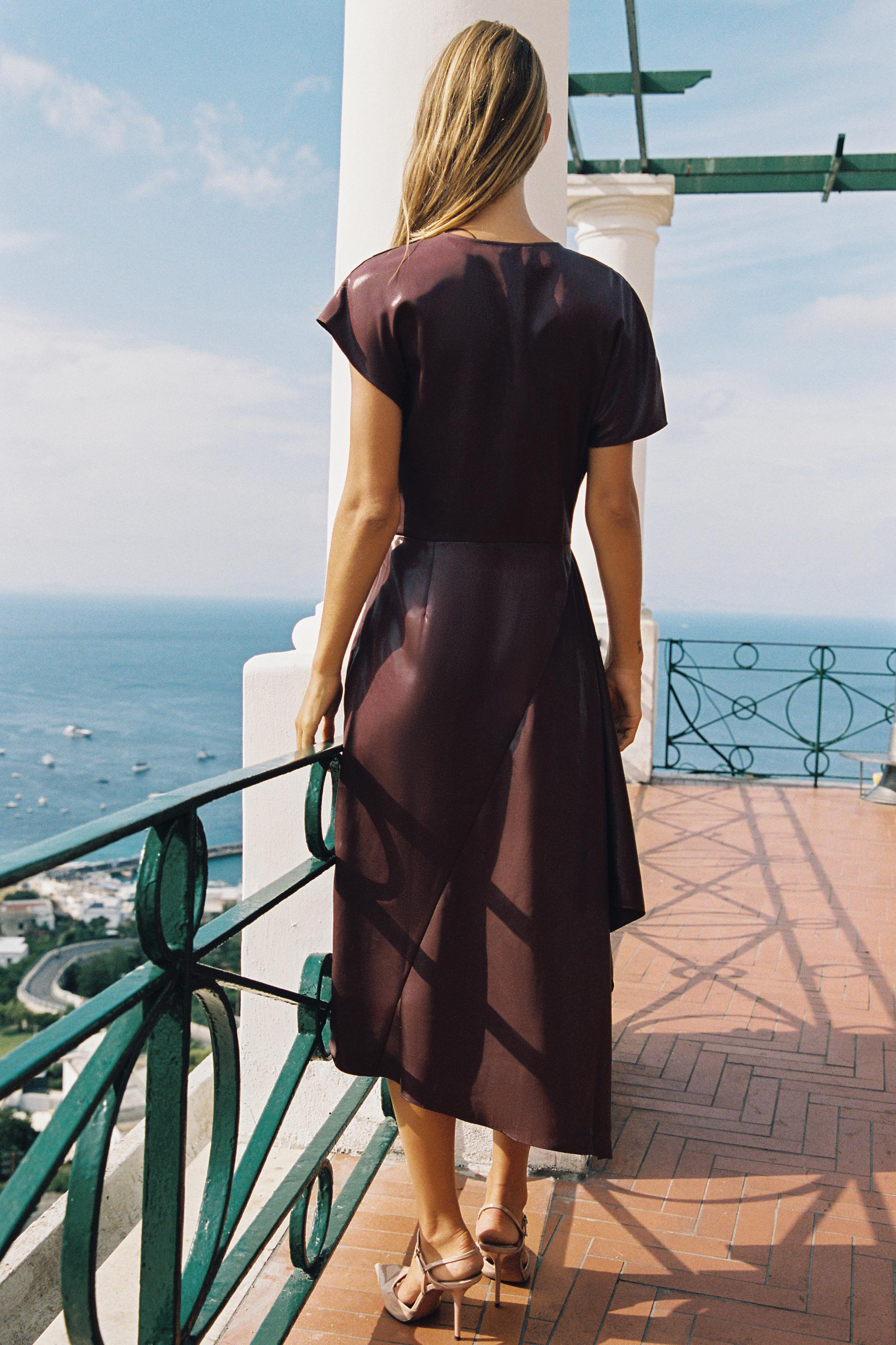 Женские платья Zara GLOSSY SATIN MIDI DRESS — фото 5