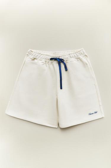 COTTON BERMUDA SHORTS WITH CONTRAST DRAWSTRINGS - Ecru / Blue by Zara - Image 5