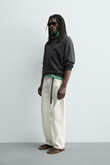 SWEAT DÉLAVÉ COL ROND AARON LEVINE X ZARA - Bleu marine de Zara - Image 3