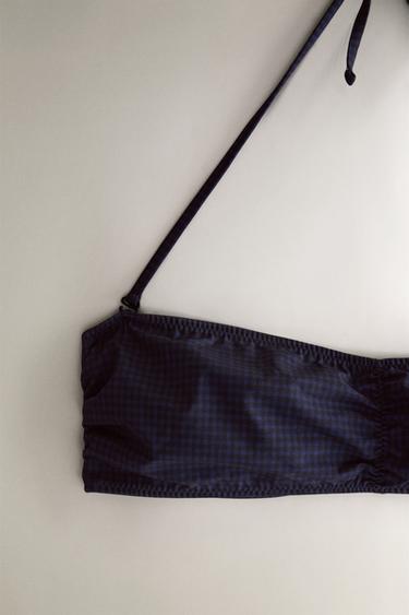 GINGHAM BEACH BIKINI TOP - Blue by Zara - Image 1