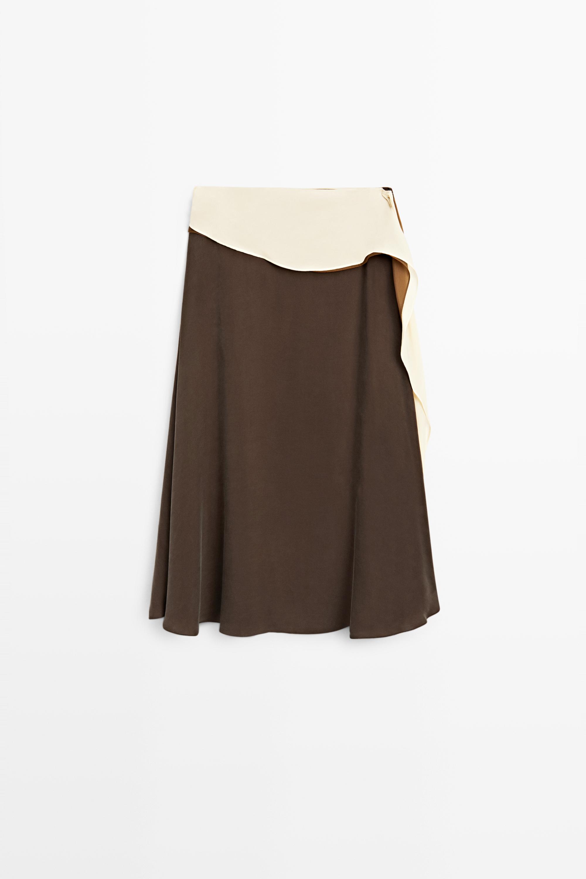 Contrast Ruffle Midi Skirt