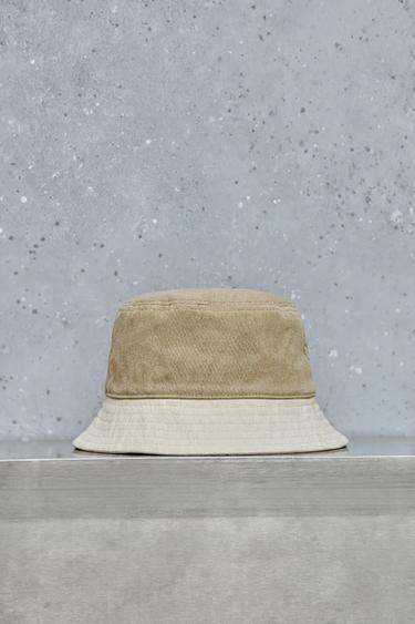 COLOUR BLOCK BUCKET HAT - ecru/khaki by Zara - Image 4