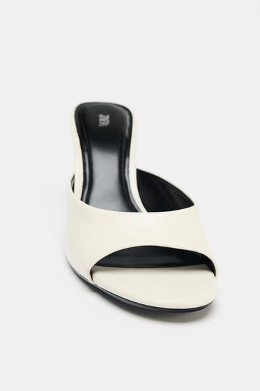 LEATHER TRANSPARENT WEDGE MULES - Ecru White by Zara - Image 5