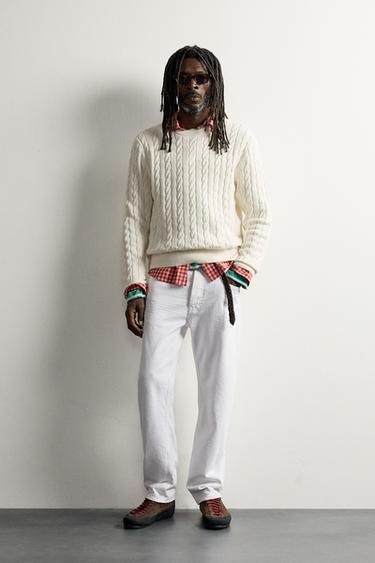 TEXTURED CABLE-KNIT JUMPER AARON LEVINE X ZARA - Ecru by Zara