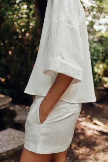 CHEMISE MANCHES COURTES LARGES - Blanc cassé de Zara - Image 2