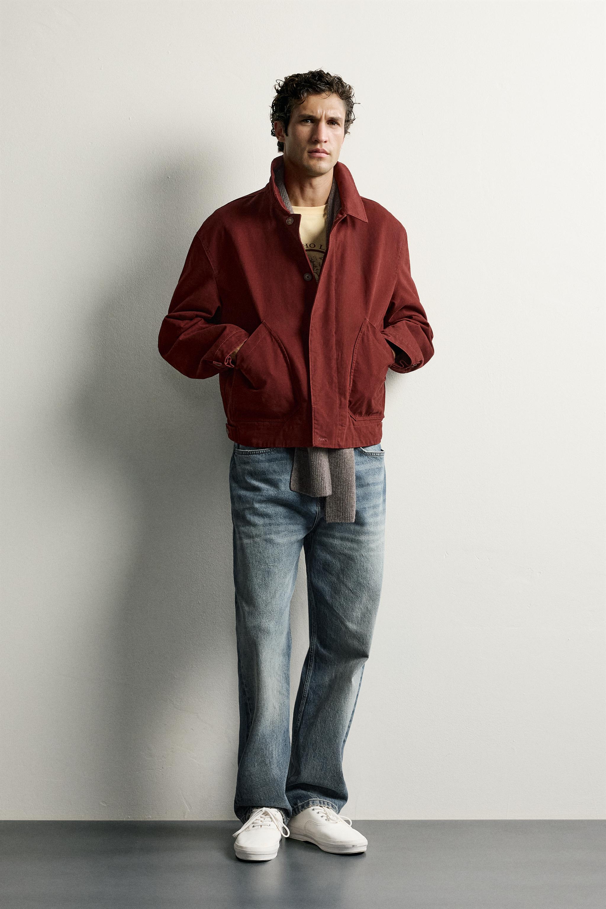 リラックスフィット キルティングジャケット - バーガンディ | ZARA