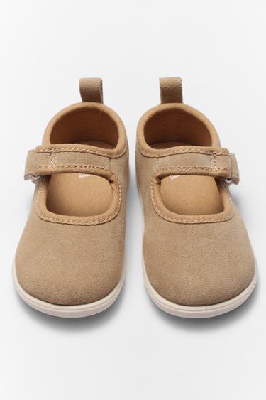 BALERINI DIN PIELE BAREFOOT - Maro-nisipiu de la Zara