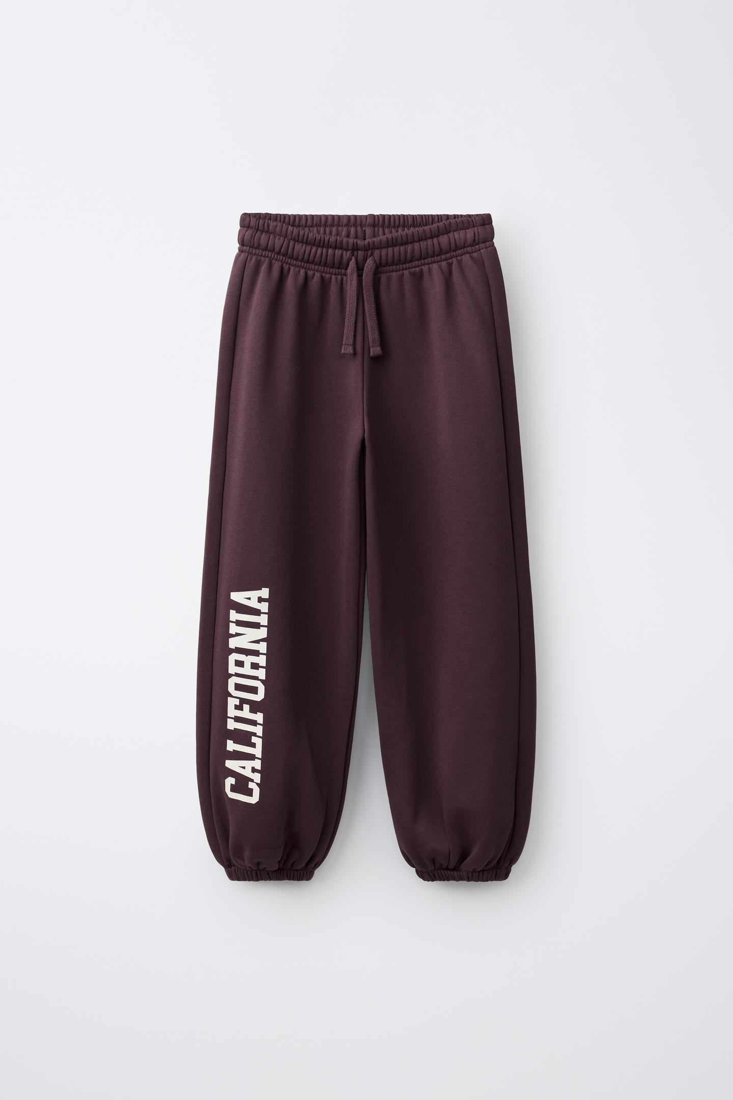 Детские брюки Zara Varsity Fleece Jogger, цвет: Бордовый — фото 2