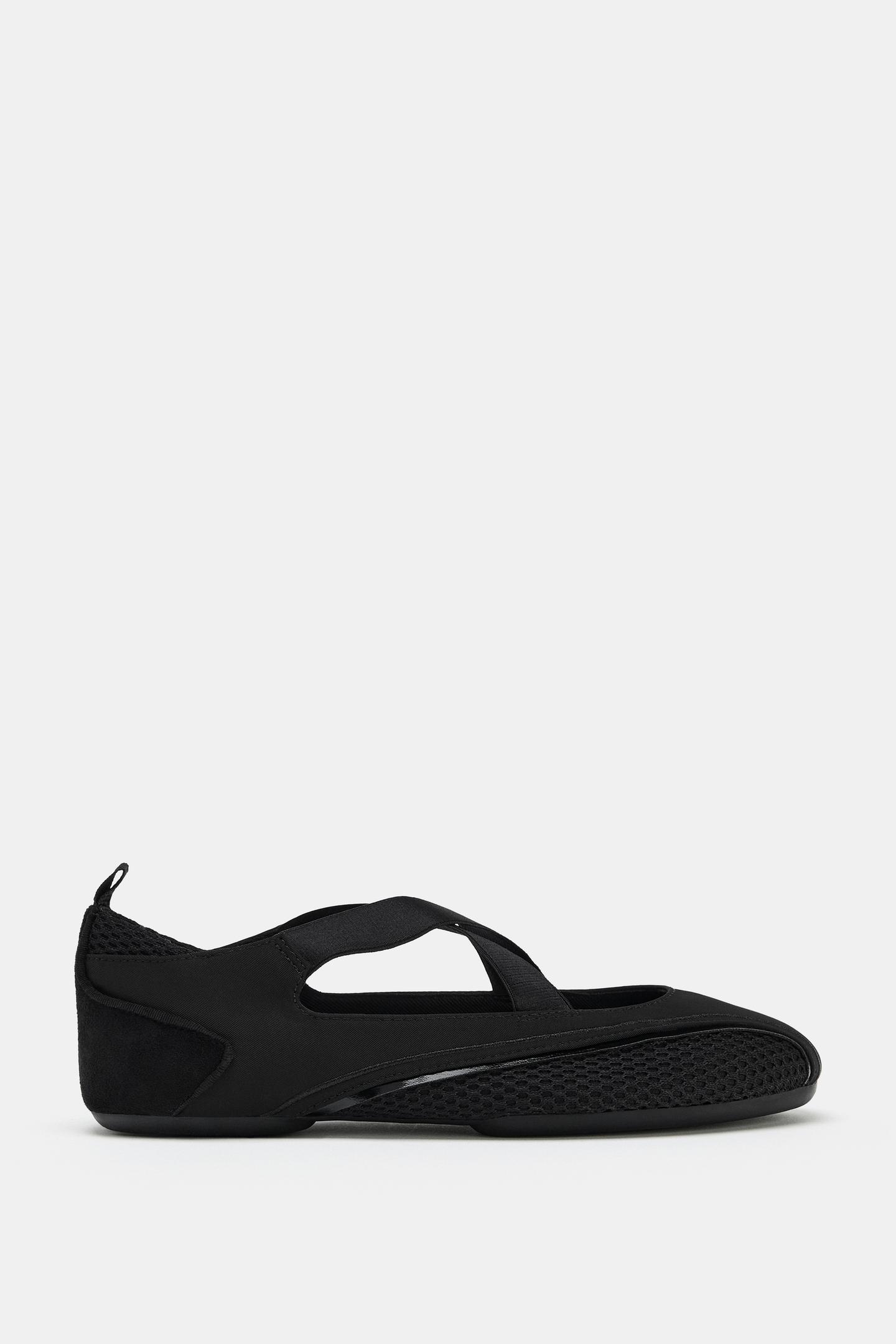 Балетки Zara Sporty Ballet Flats, цвет: Чёрный