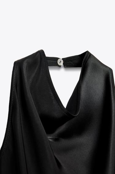 ZW COLLECTION SATIN HALTER TOP - Black by Zara - Image 7